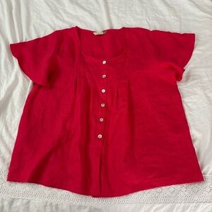 Chalet Red Button-Down Blouse